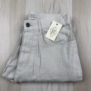 Alex Crane Men's Cham Pants, Bone Beige, 100% Linen, Size 30x30 NEW